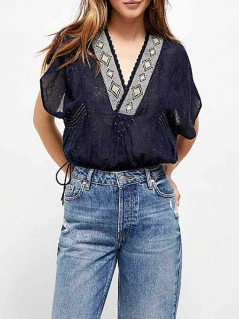 Like a Breeze Boho embroidered crop top by Free People